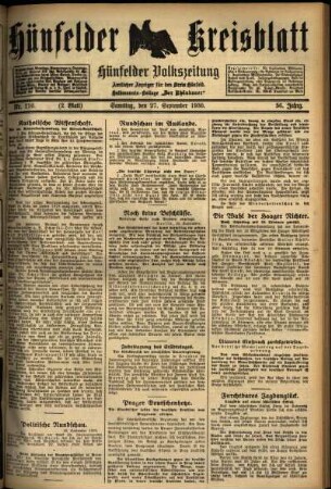 Zweite Ausgabe vom Samstag, den 27. September 1930.