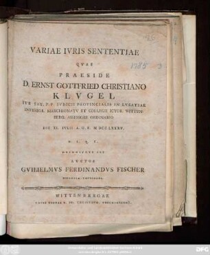 Variae Ivris Sententiae