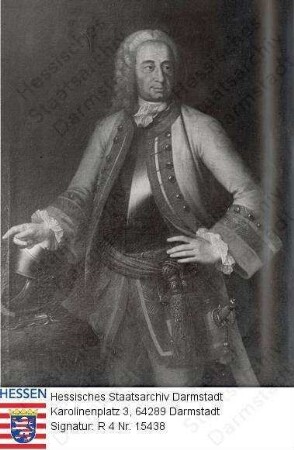 Pretlack, Rudolf v. (1668-1737) / Porträt, stehend, Kniestück