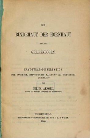 Die Bindehaut der Hornhaut und der Greisenbogen