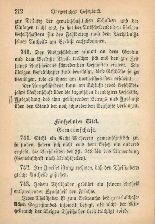 Fünfzehnter Titel. Gemeinschaft