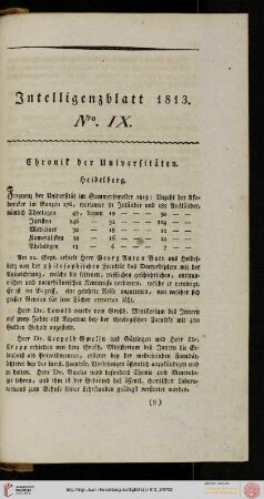 Intelligenzblatt Nro. IX