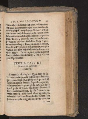 Tertia Pars De sententia interlocutoria.