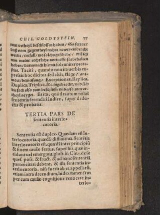 Tertia Pars De sententia interlocutoria.