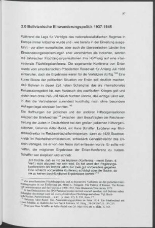 2.0 Bolivianische Einwanderungspolitik 1937 - 1945