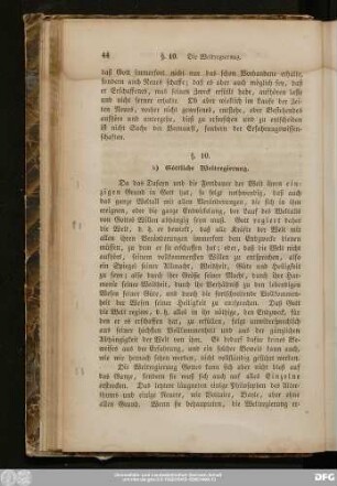 §. 10. b) Göttliche Weltregierung.