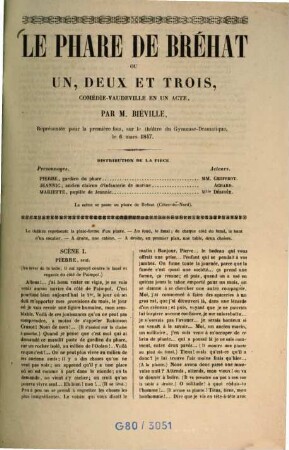 Le phare de Bréhat on un, deux et trois : comédie-vaudeville en un acte