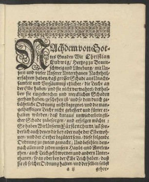 Nachdem von Gottes Gnaden Wir Christian Ludwig/ ...