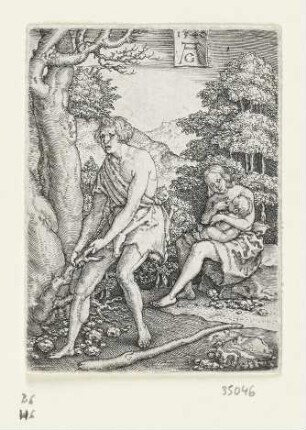 Adam und Eva bei der Arbeit, Blatt 6 der Folge "Geschichte von Adam und Eva"