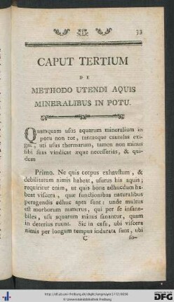 Caput Tertium. De Methodo Utendi Aquis Mineralibus In Potu.