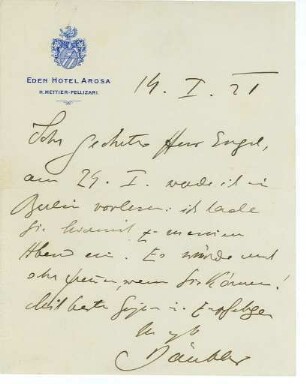 Korrespondenz von Theodor Däubler an Fritz Engel