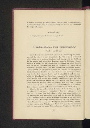 Grundsätzliches über Schulstrafen.