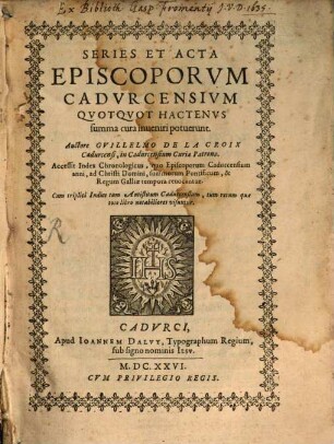 Series et acte episcoporum Cadurcensium