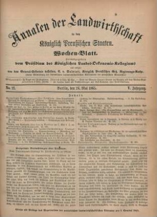 No. 21. Berlin, den 24. Mai 1865. V. Jahrgang.