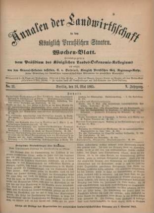 No. 21. Berlin, den 24. Mai 1865. V. Jahrgang.