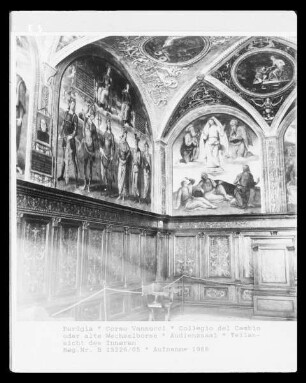 Innendekoration der Sala di Udienza — Uomini famosi, Temperantia, Fortitudo, Justitia, Prudentia