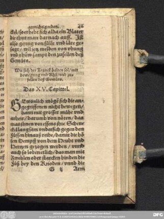 Wie sich der Kranck halten sol/ mit bewegung und Rhu/ und zufellen deß Gemüts. Das XV. Capittel.