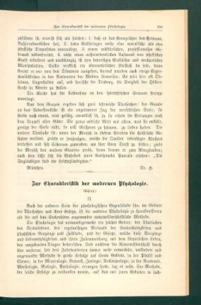 Zur Charakteristik der modernen Psychologie : (Schluß)