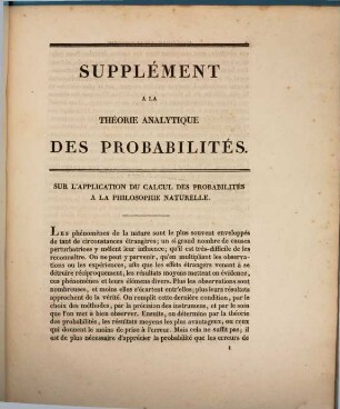 Théorie analytique des probabilités, [2,1]. Supplément a la théorie analytique des probabilités