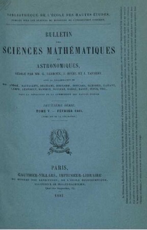 Tome V. - Février 1881.
