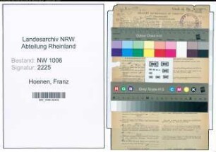 Entnazifizierung Franz Hoenen , geb. 11.01.1908 (Verw.Angestellter)