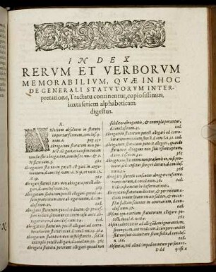 Index Rerum Et Verborum Memorabilium, Quæ In Hoc De Generali Statutorum Interpretatione [...]