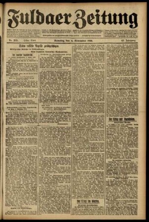 Erste Ausgabe vom Samstag, den 04. November 1916.