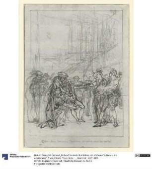 Entwurf zu einer Illustration von Voltaires "Alzire ou les Américains", 5. Akt, Finale: "Quoi donc, les vrais Chrétiens auraient tant de vertu"
