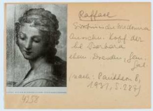 Raffael: Sixtinische Madonna, Kopf der Heiligen Barbara (Diakartei)