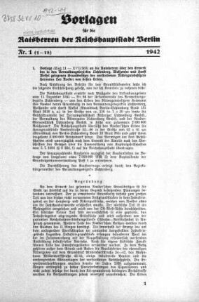1942: Vorlagen für die Ratsherren der Reichshauptstadt Berlin