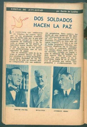 Dos soldados hacen la paz : Viñetas de la actualidad