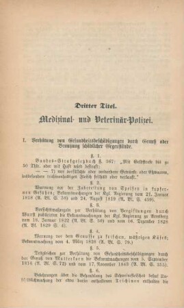 Dritter Titel. Medizinal- und Veterinär-Polizei