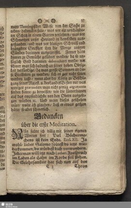 Gedancken über die erste Meditation