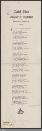 Tafel-Lied zum Stiftungsfeste der Berggesellschaft am Mittwoch, den 12. November 1890
