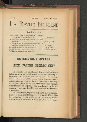 Une Belle Idée a Reprendre. L'Ecole francaise d'Extreme-Orient.