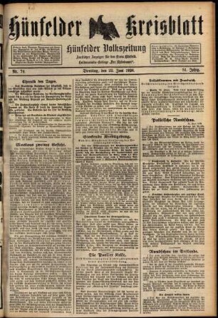 Ausgabe vom Dienstag, den 22. Juni 1926.