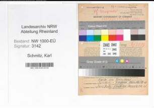 Entnazifizierung Karl Schmitz, geb. 09.05.1901 (Verw.Beamter)