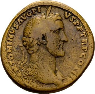 Sesterz des Antoninus Pius mit Darstellung des Apollon
