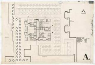 Wohn-Werksiedlung Märkisches Viertel, Berlin-Reinickendorf Gerätehof der Stadtreinigung: Lageplan mit Gerätehof und Wohnwerksiedlung Blattnummer A2, 1:500