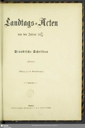 1891/92: Landtags-Akten / Ständische Schriften
