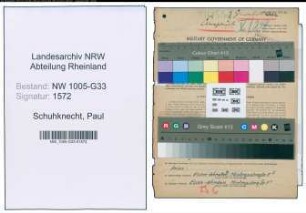 Entnazifizierung Paul Schuhknecht , geb. 25.12.1876 (Studienrat)