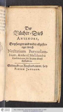 Der Bücher-Dieb Antenors