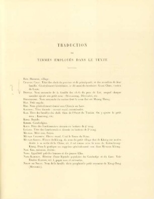 Traduction de terms employés dans le texte