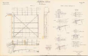 Kanalisierung der Aller. Schleuse, Oldau: Schleusentore, Obertor: Ansicht, Schnitte, Details 1:20, 1:10