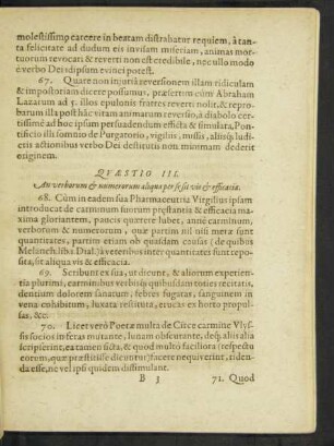 Quaestio III. An verborum & numerorum aliqua per se sit vis & efficacia.