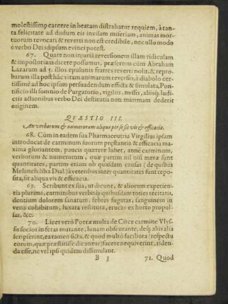 Quaestio III. An verborum & numerorum aliqua per se sit vis & efficacia.
