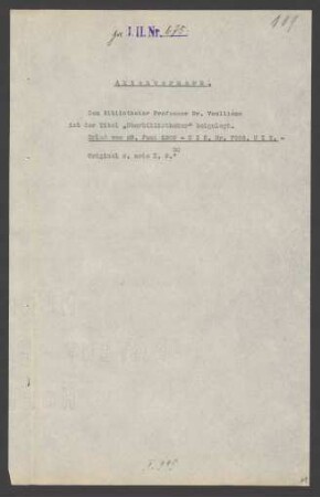 Ernennung zum Oberbibliothekar