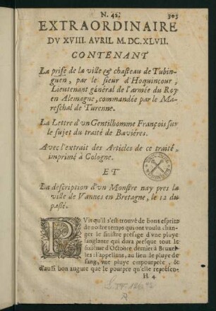 305-316, La prise de la ville et chasteau de Tubinguen ...