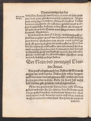 Der Neün und zwentzigst Lövische Articul.