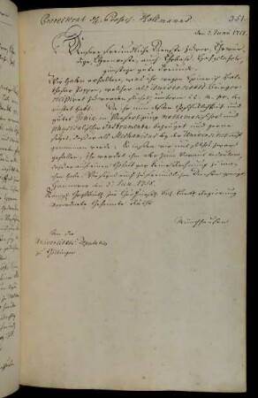 Aufnahme des Mechanikus Poppe als Universitätsverwandter ohne festes Gehalt.